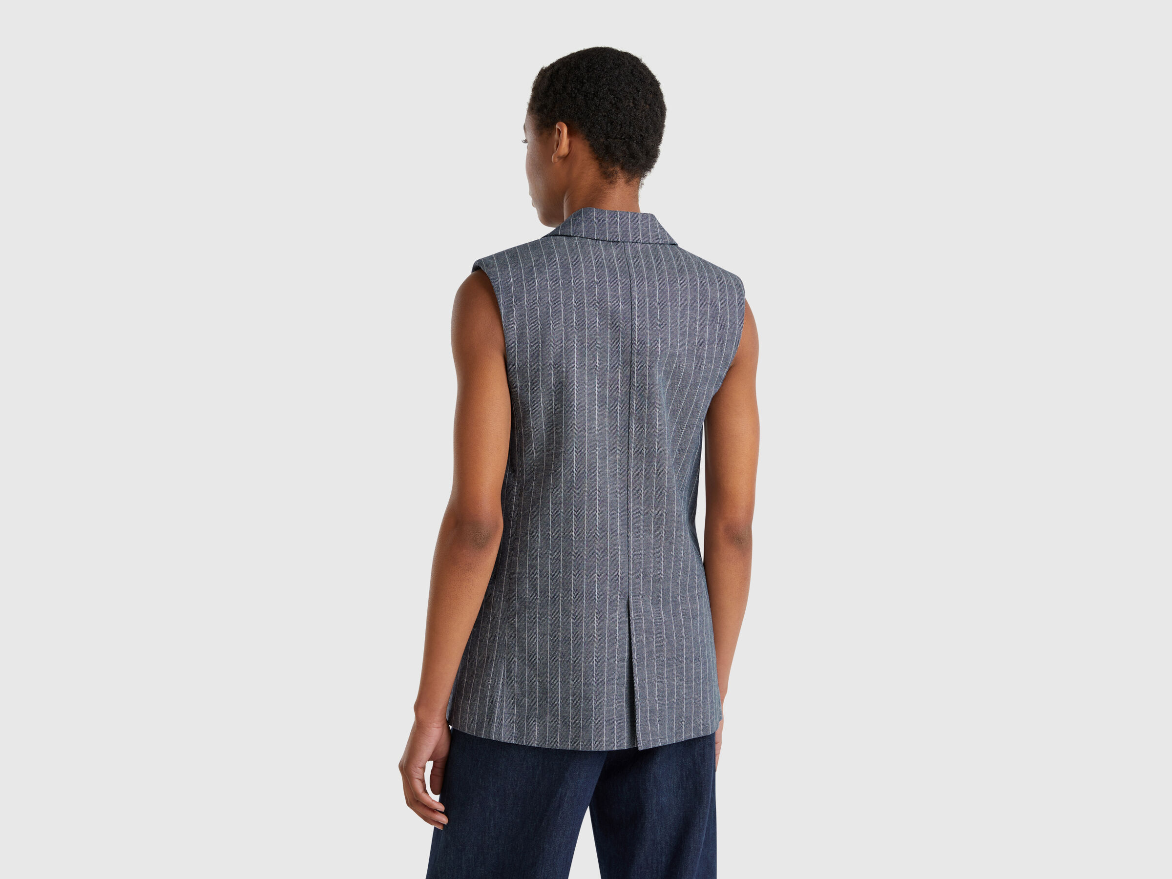 Gilet long à fines rayures – Image 2