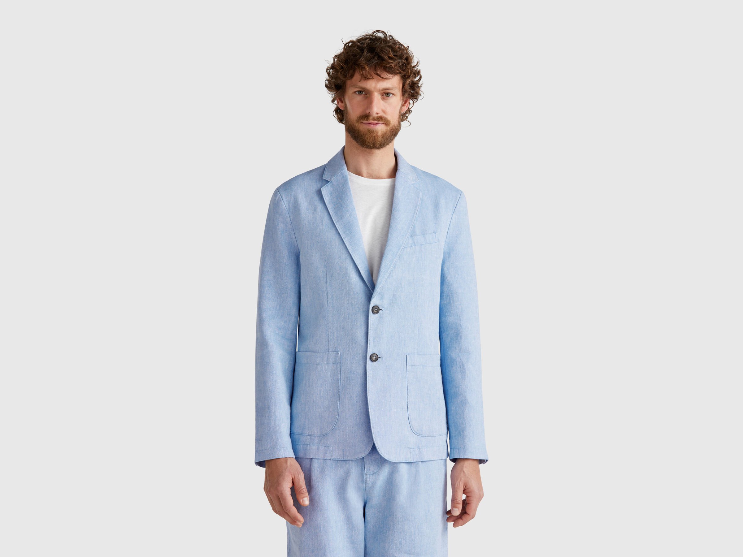 Blazer rayé en lin mélangé Blazer rayé en lin mélangé