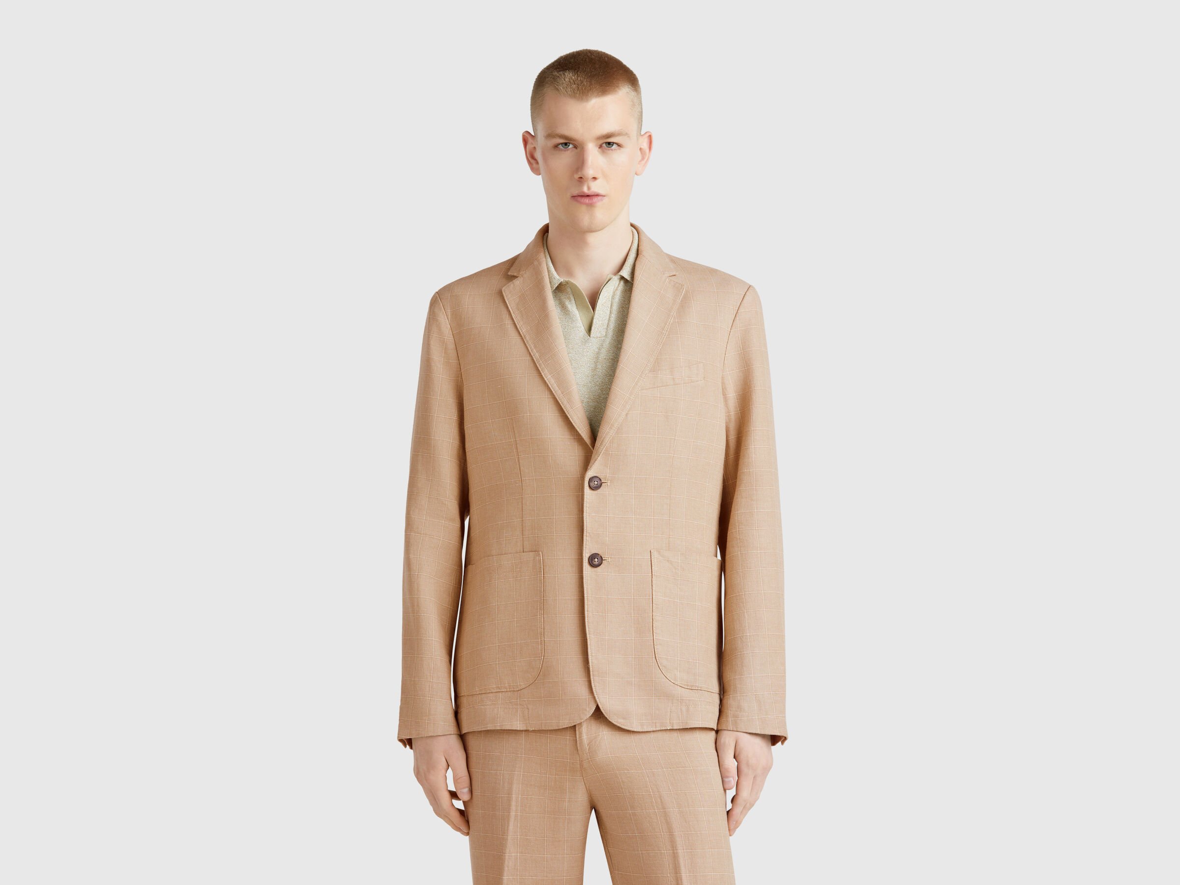 Blazer rayé en lin mélangé Blazer rayé en lin mélangé