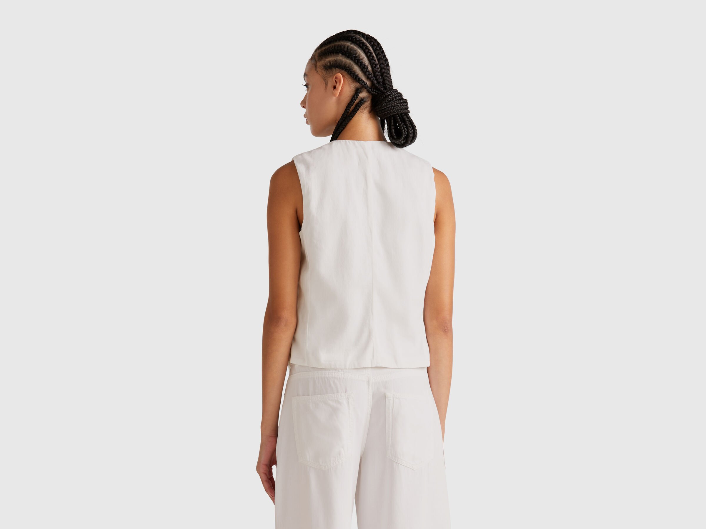 Gilet en coton mélangé blanc – Image 2