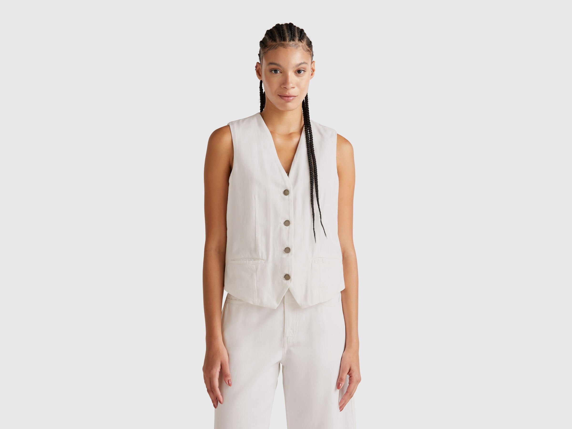 Gilet en coton mélangé blanc Gilet en coton mélangé blanc