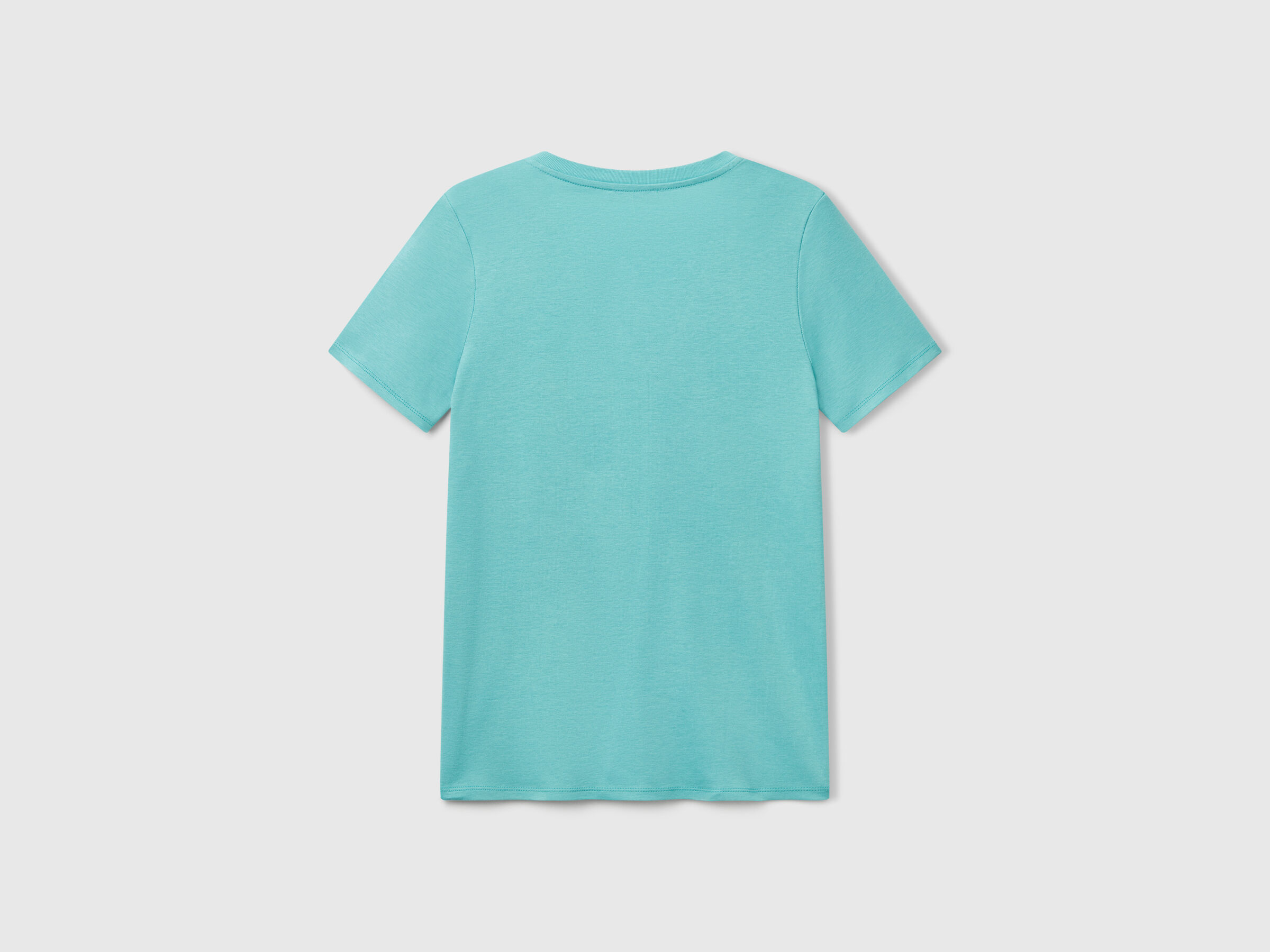 T-shirt vert jade en pur coton à col en V – Image 4