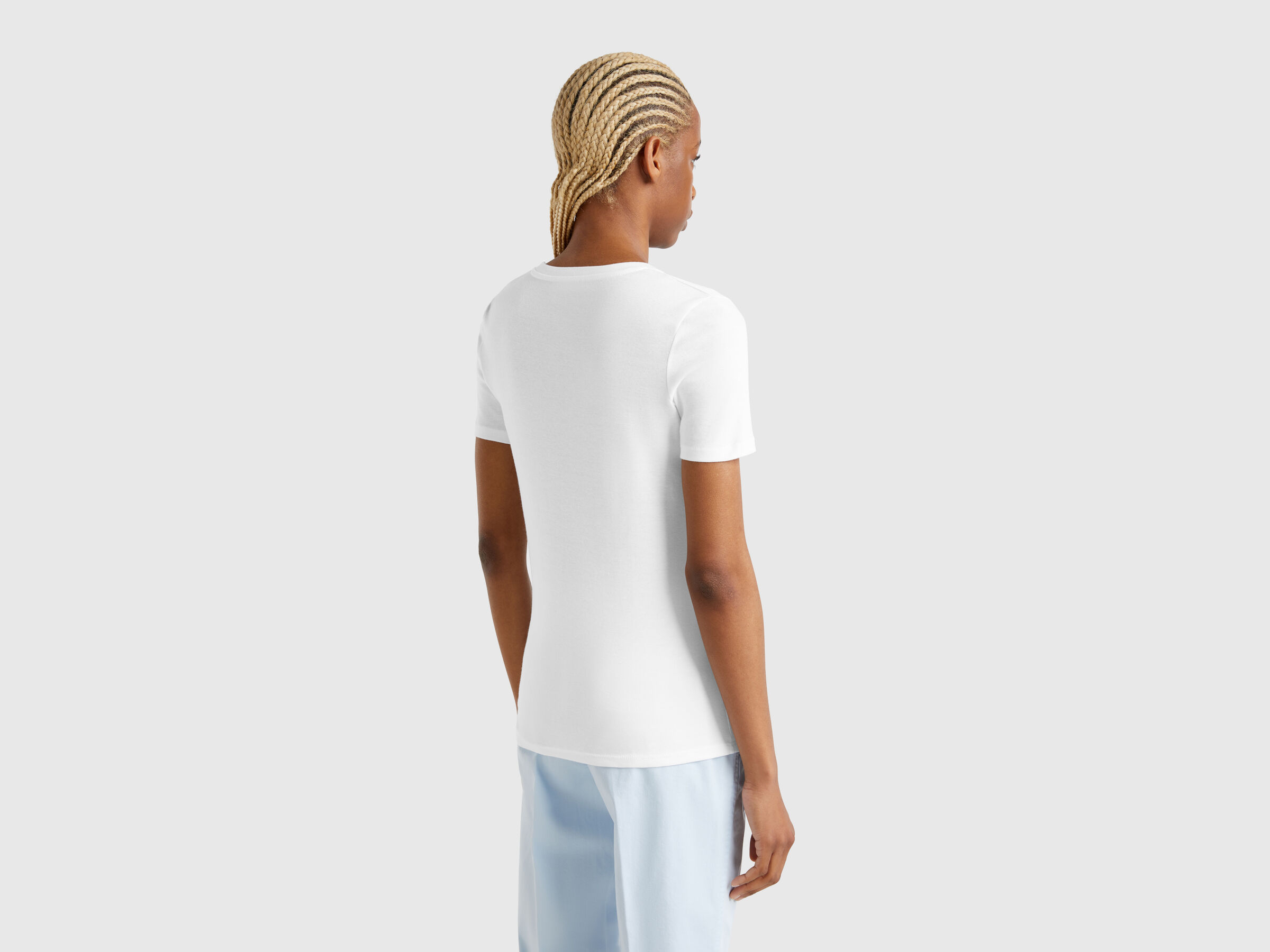 T-shirt en pur coton col V – Image 2