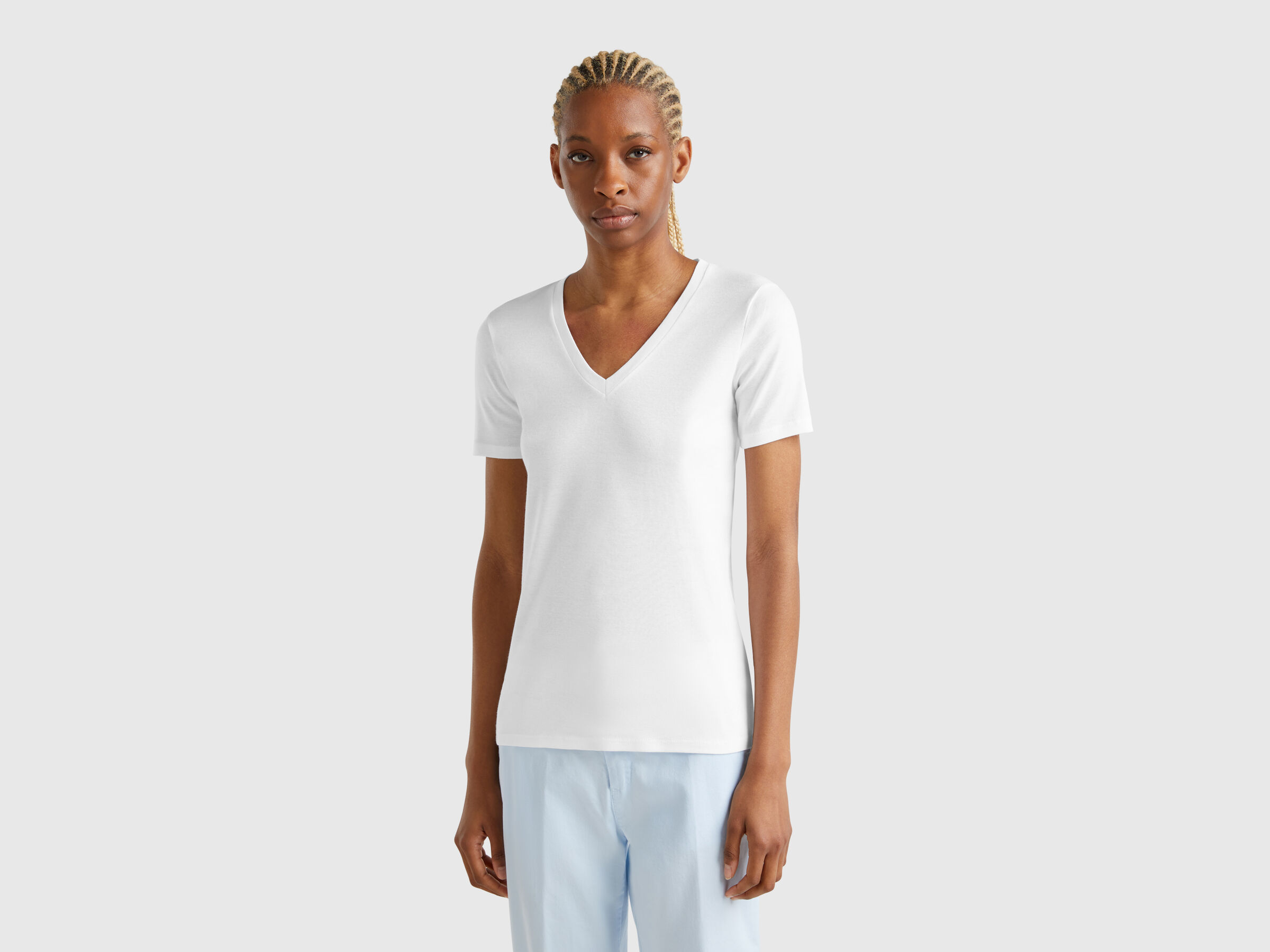 T-shirt en pur coton col V T-shirt en pur coton col V