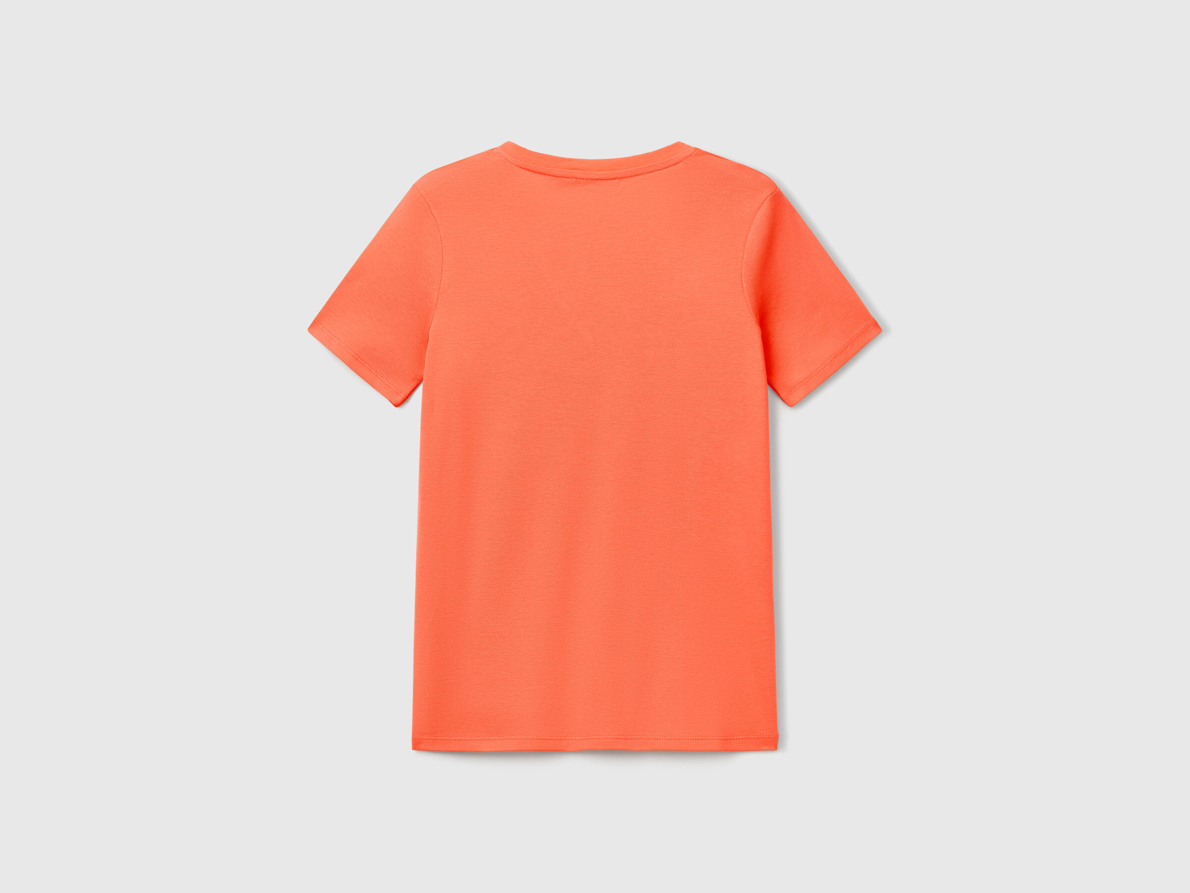 T-shirt corail en pur coton à col en V – Image 2