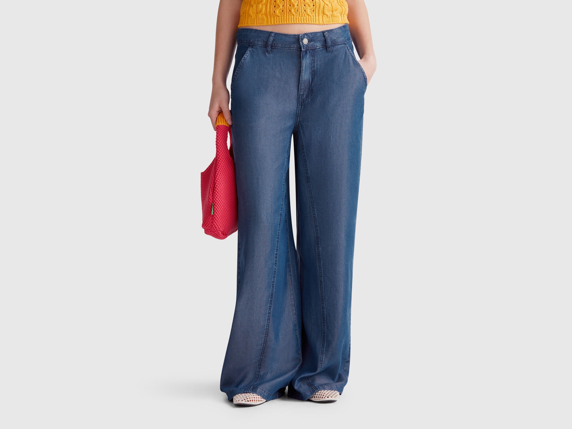 Pantalon large en chambray Pantalon large en chambray