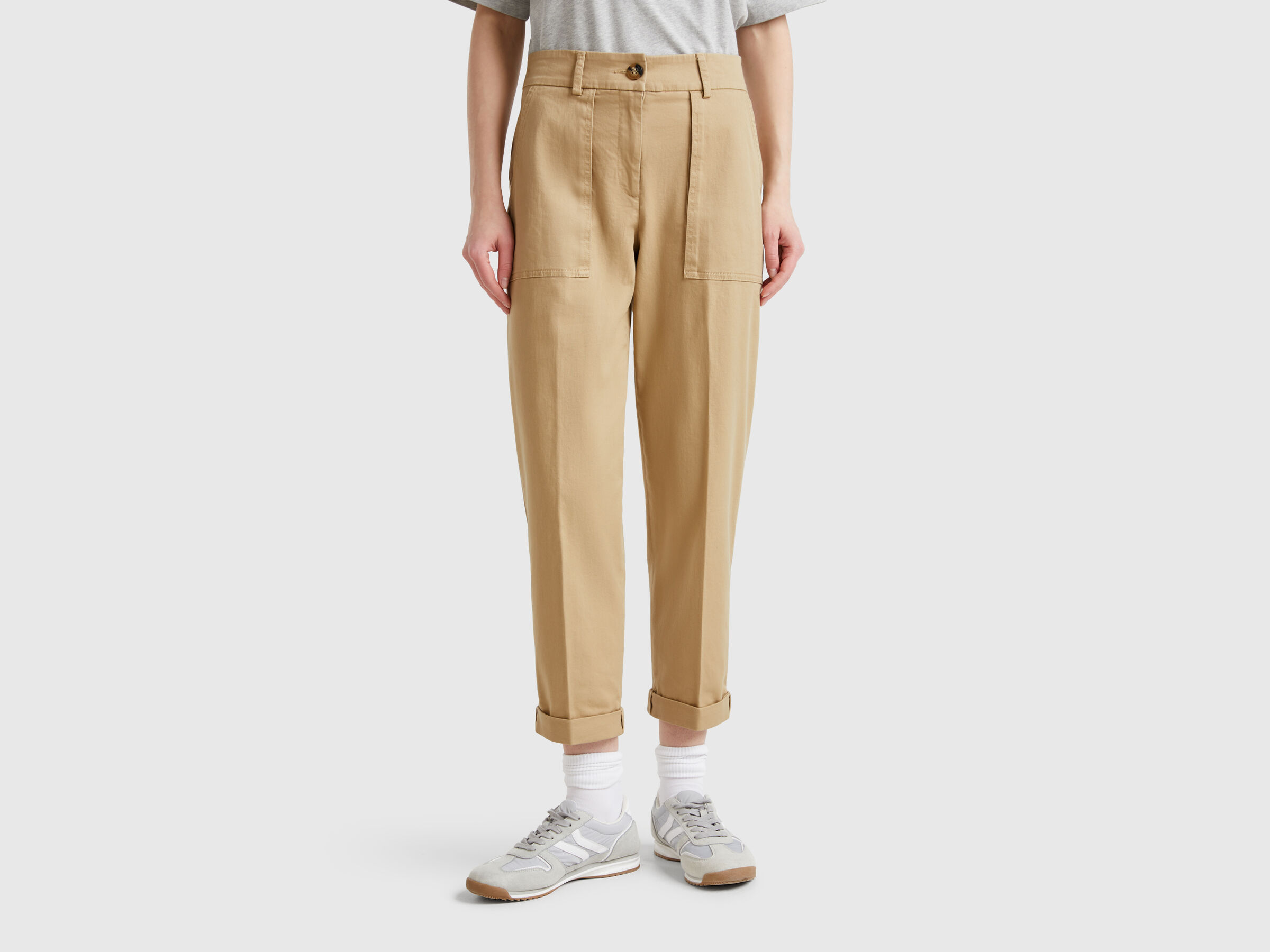 Pantalon à revers en coton stretch Pantalon à revers en coton stretch