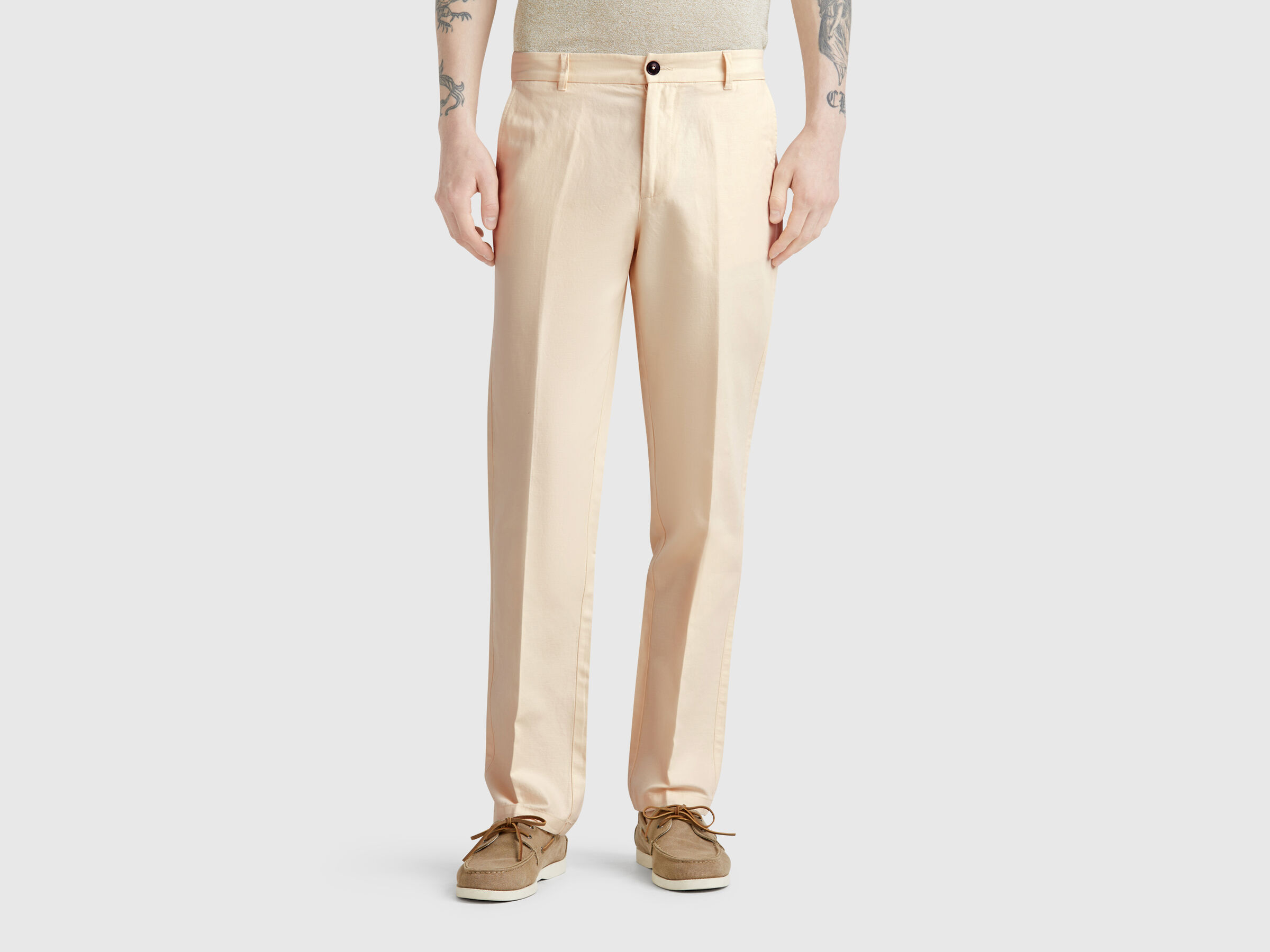 Chino coupe slim en lin mélangé Chino coupe slim en lin mélangé