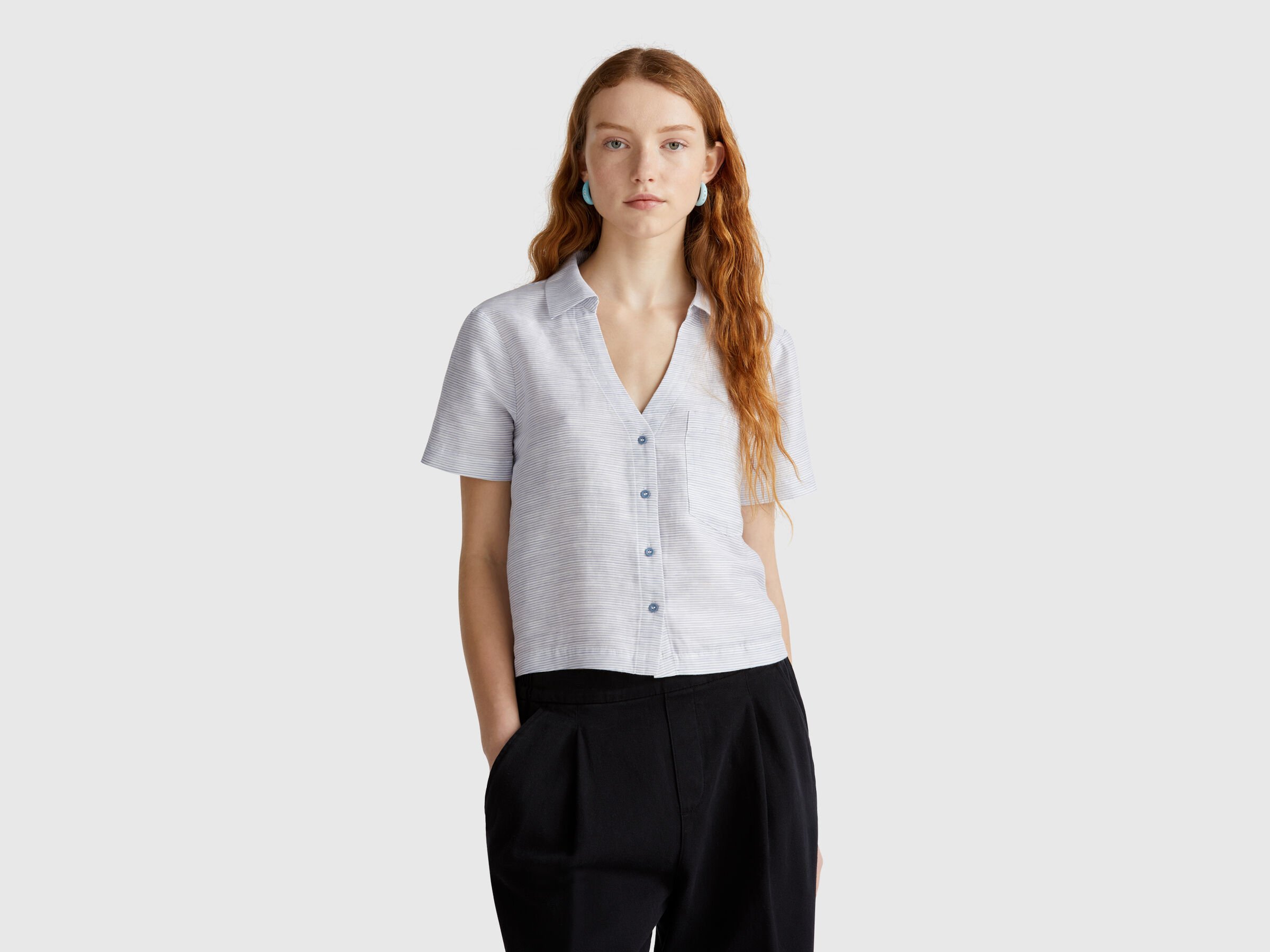 Chemise rayée en lin mélangé Chemise rayée en lin mélangé