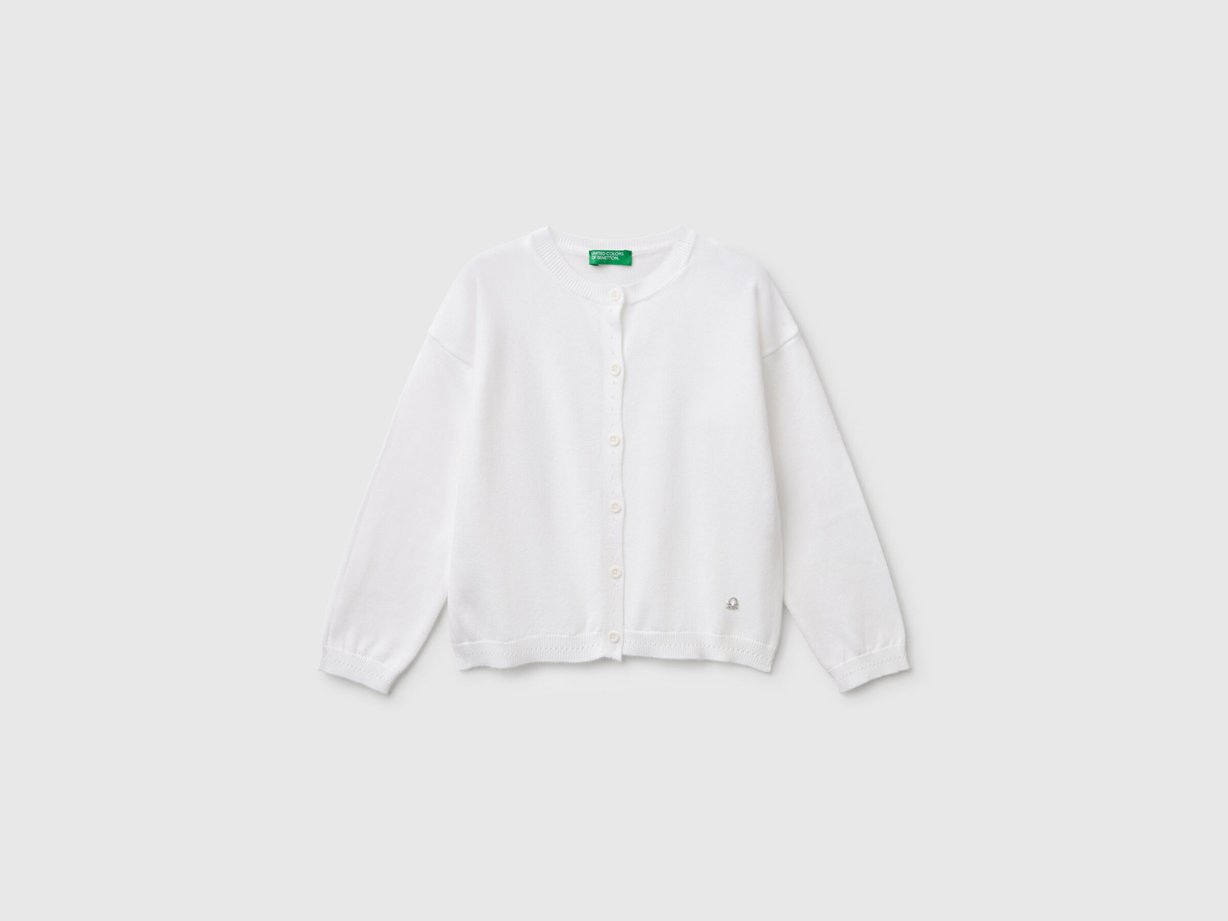 Cardigan à col ras du cou en pur coton Cardigan à col ras du cou en pur coton