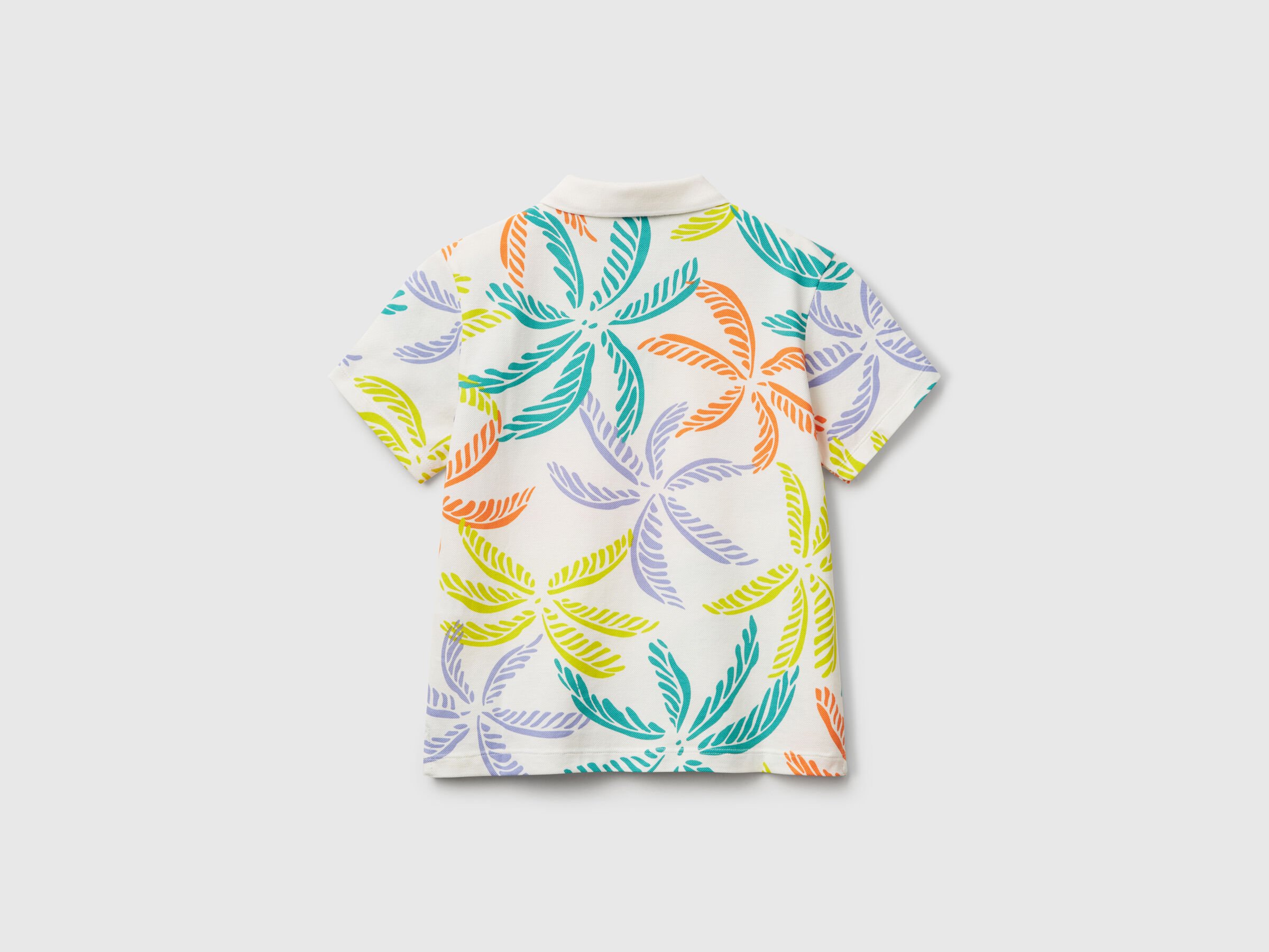 Polo blanc à imprimé tropical – Image 2