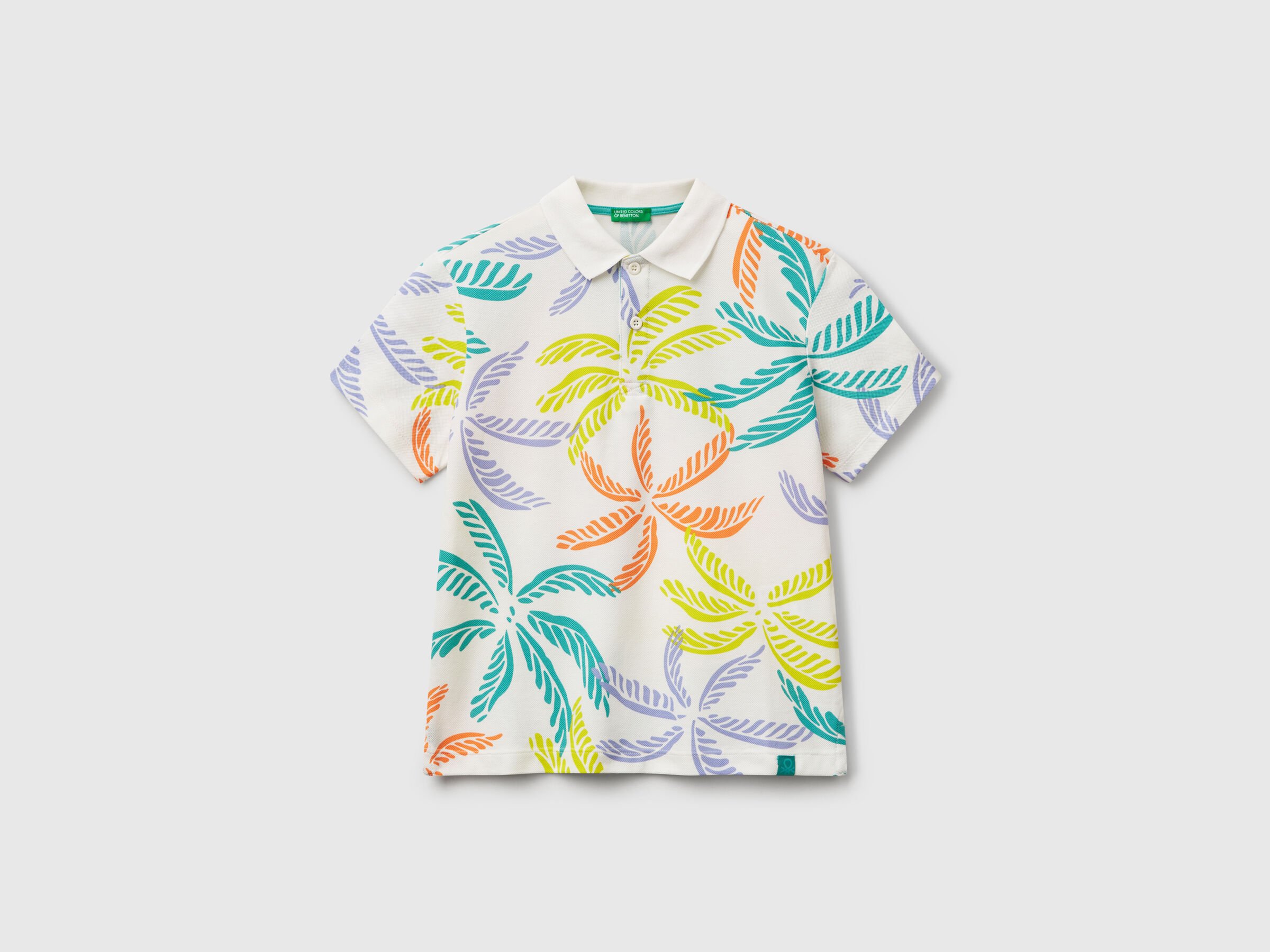 Polo blanc à imprimé tropical Polo blanc à imprimé tropical