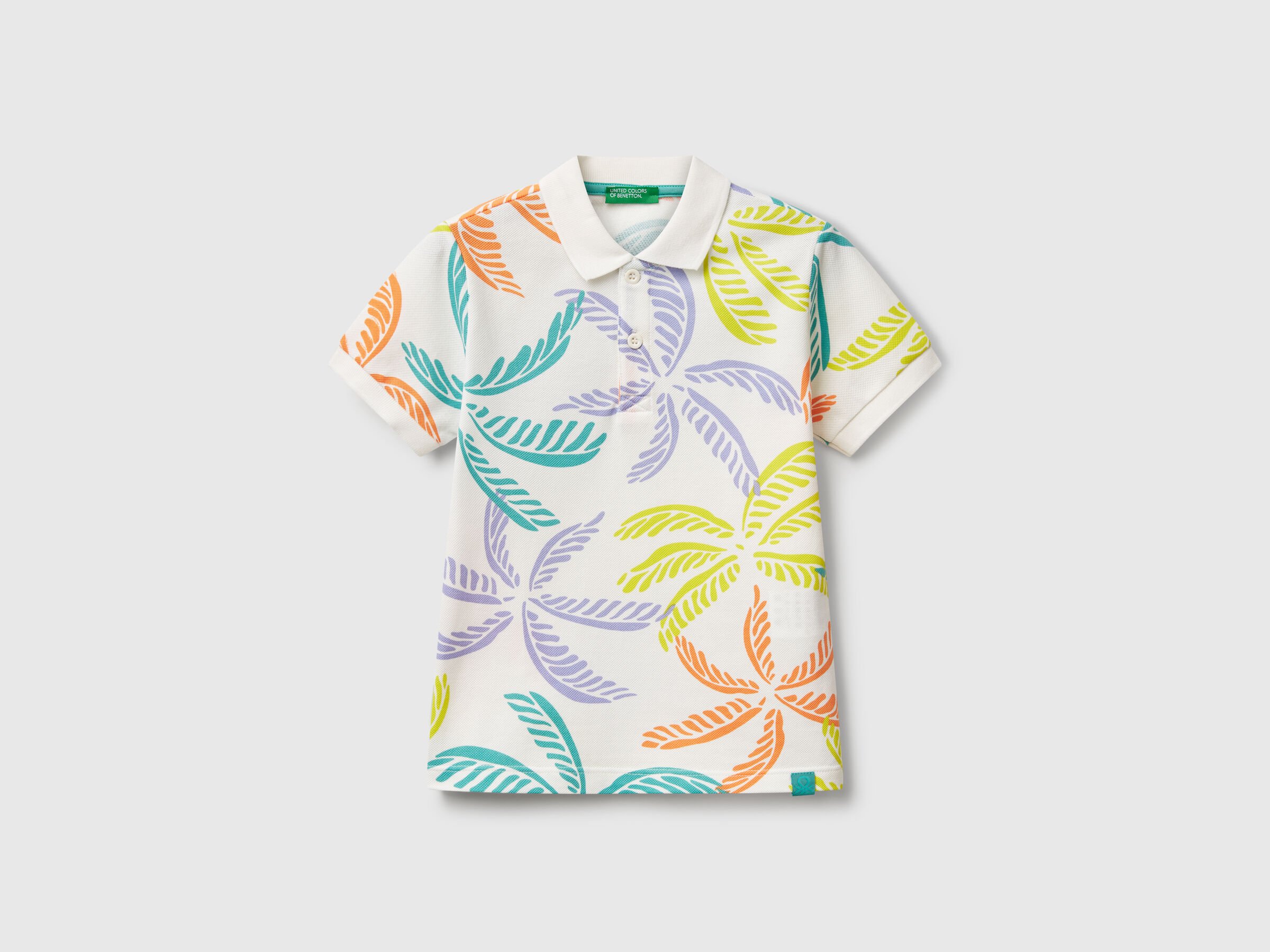Polo blanc à imprimé tropical Polo blanc à imprimé tropical