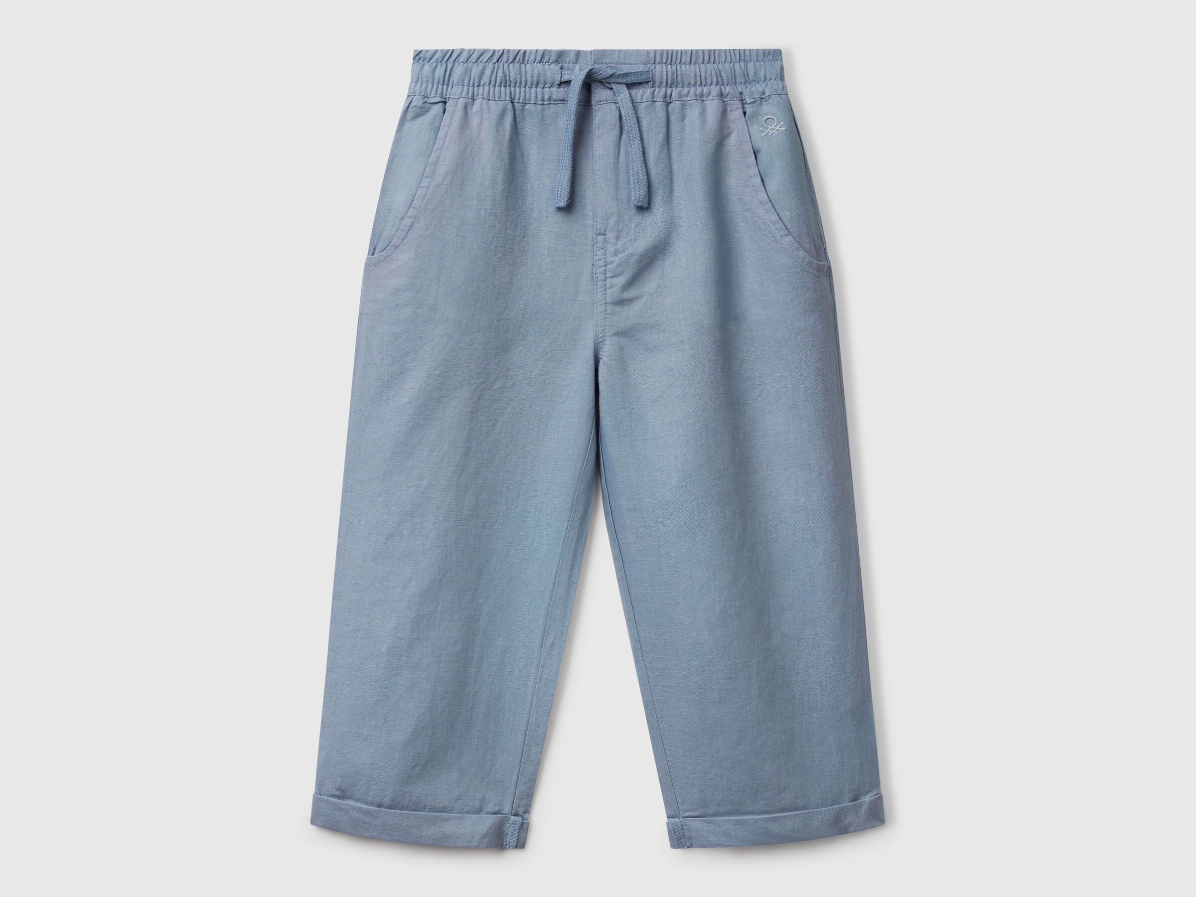 Pantalon en lin mélangé à cordon de serrage Pantalon en lin mélangé à cordon de serrage