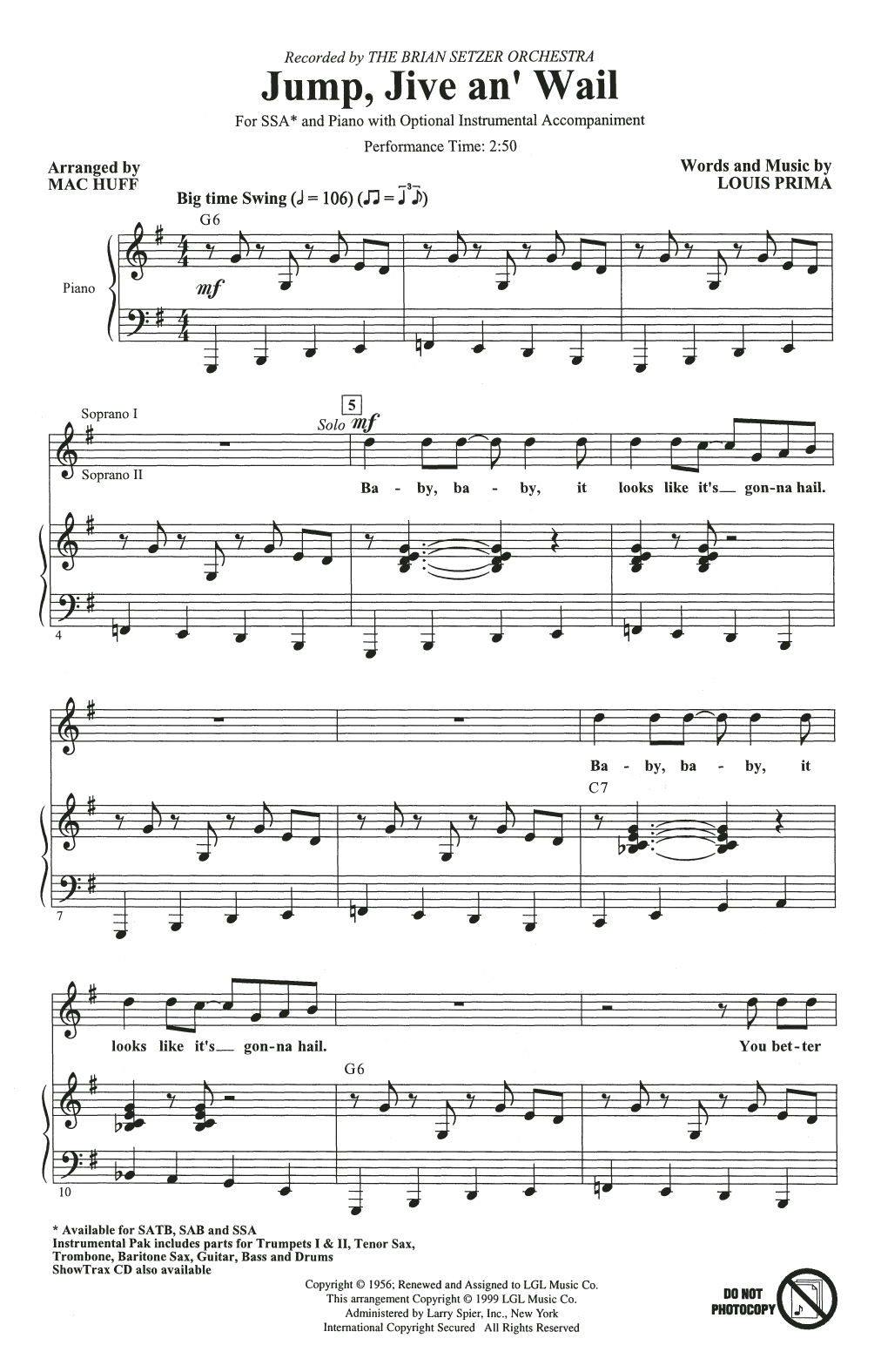 Jump, Jive An’ Wail (arr. Mac Huff)
