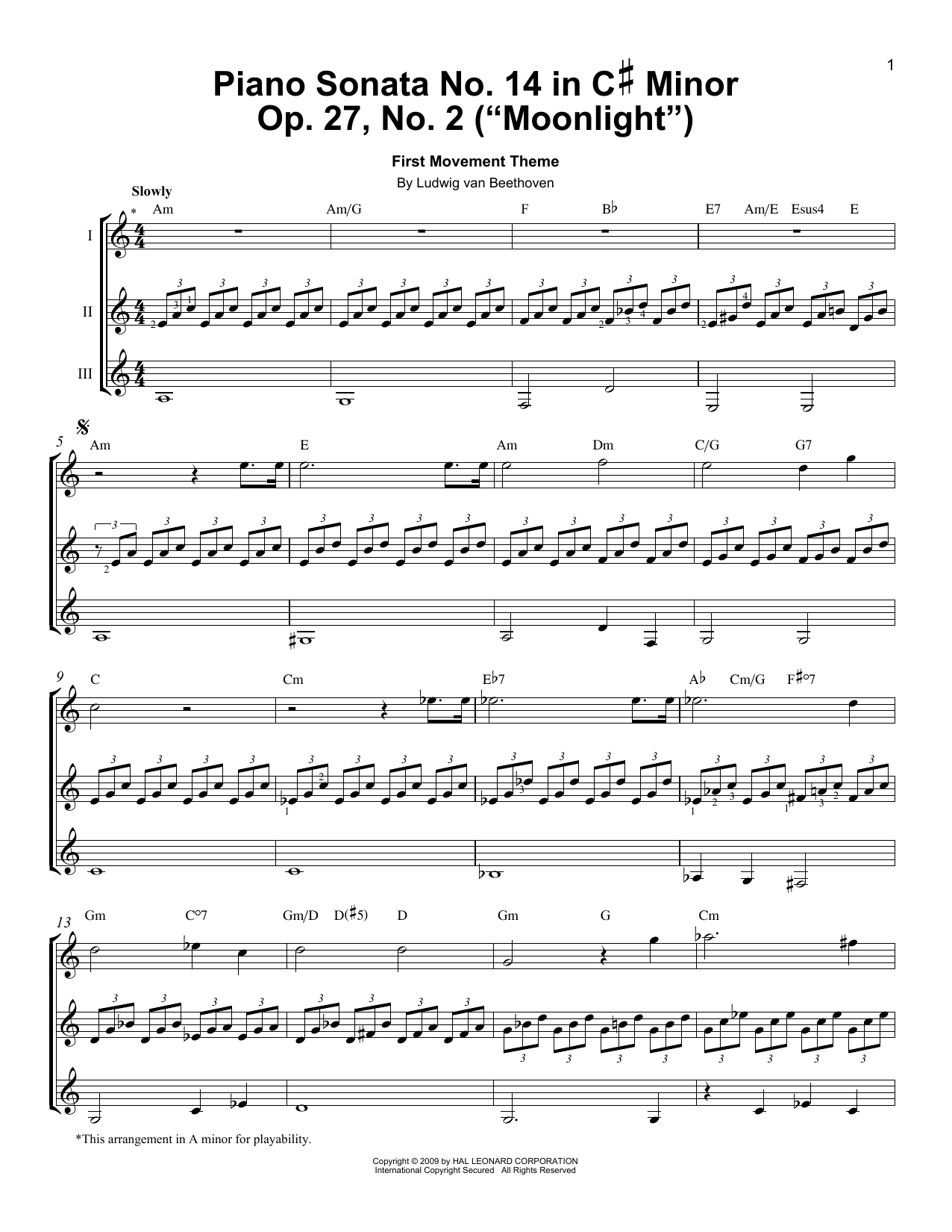 Piano Sonata No. 14 In C# Minor (Moonlight) Op. 27 No. 2 First Movement Theme Piano Sonata No. 14 In C# Minor (Moonlight) Op. 27 No. 2 First Movement Theme