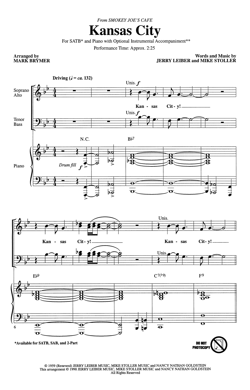 Kansas City (from Smokey Joe’s Cafe) (arr. Mark Brymer)