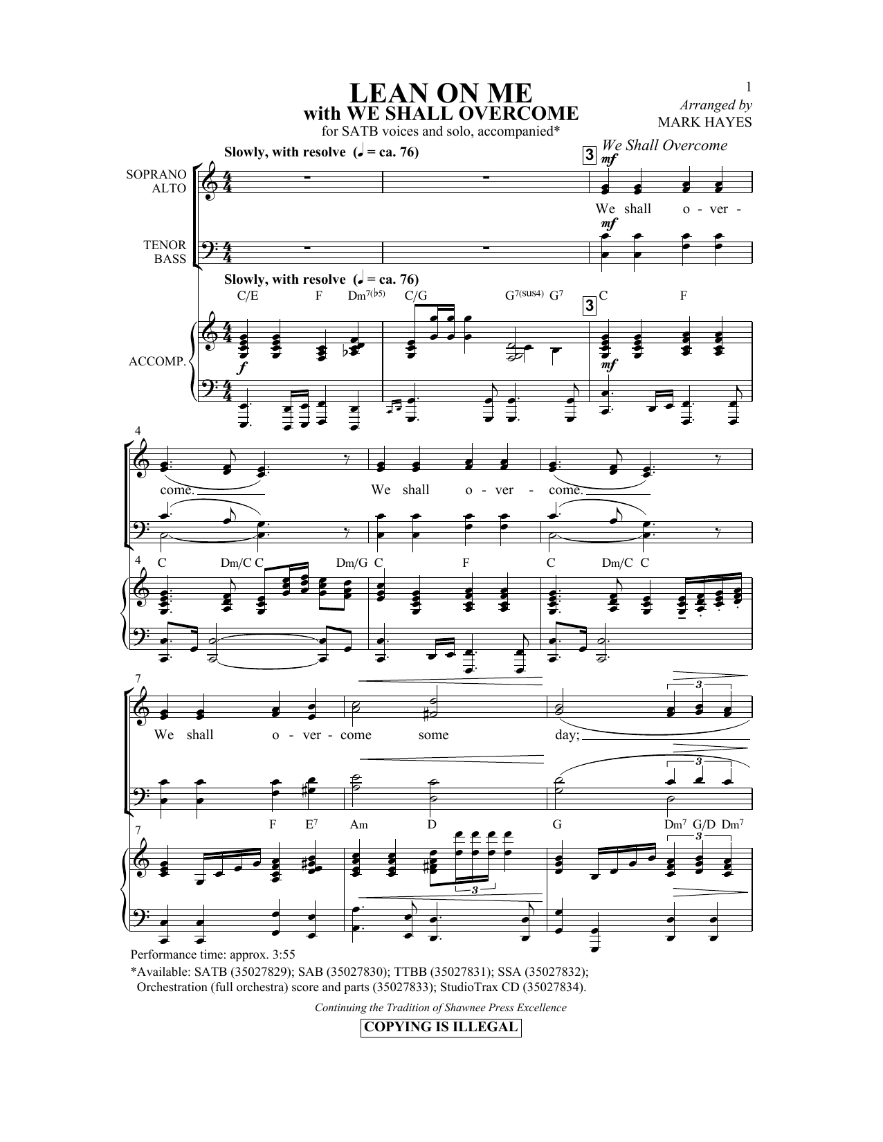 Lean On Me (with We Shall Overcome)