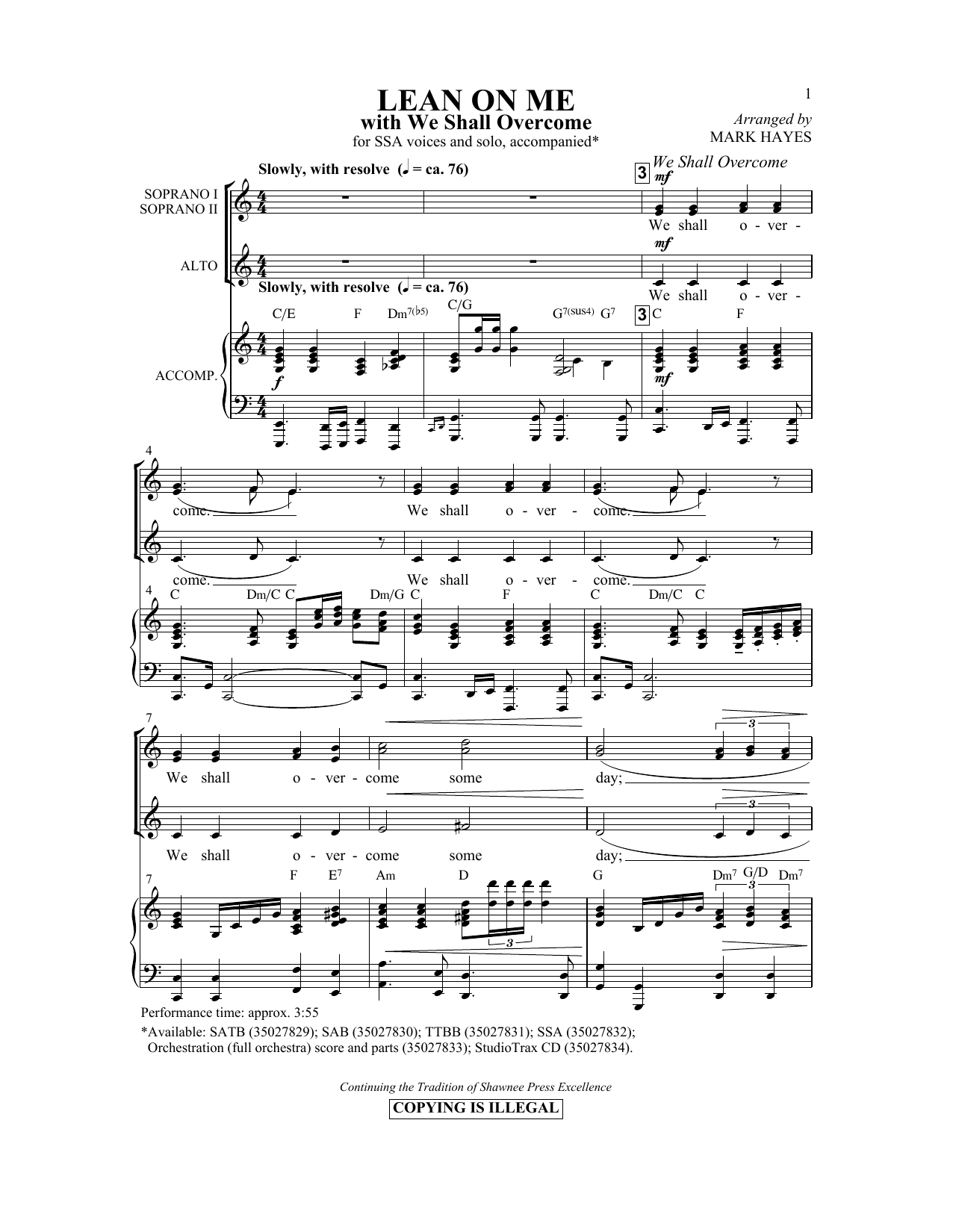 Lean On Me (with We Shall Overcome)