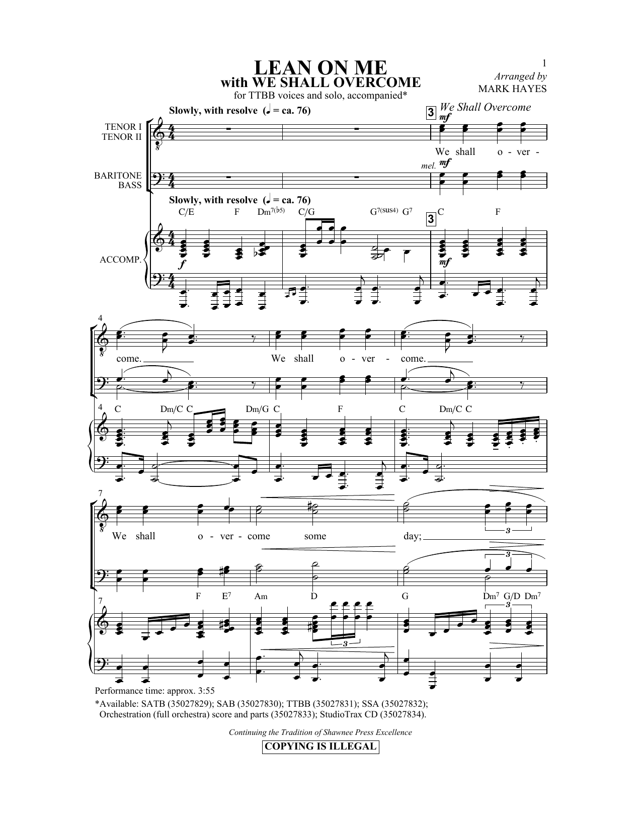 Lean On Me (with We Shall Overcome)