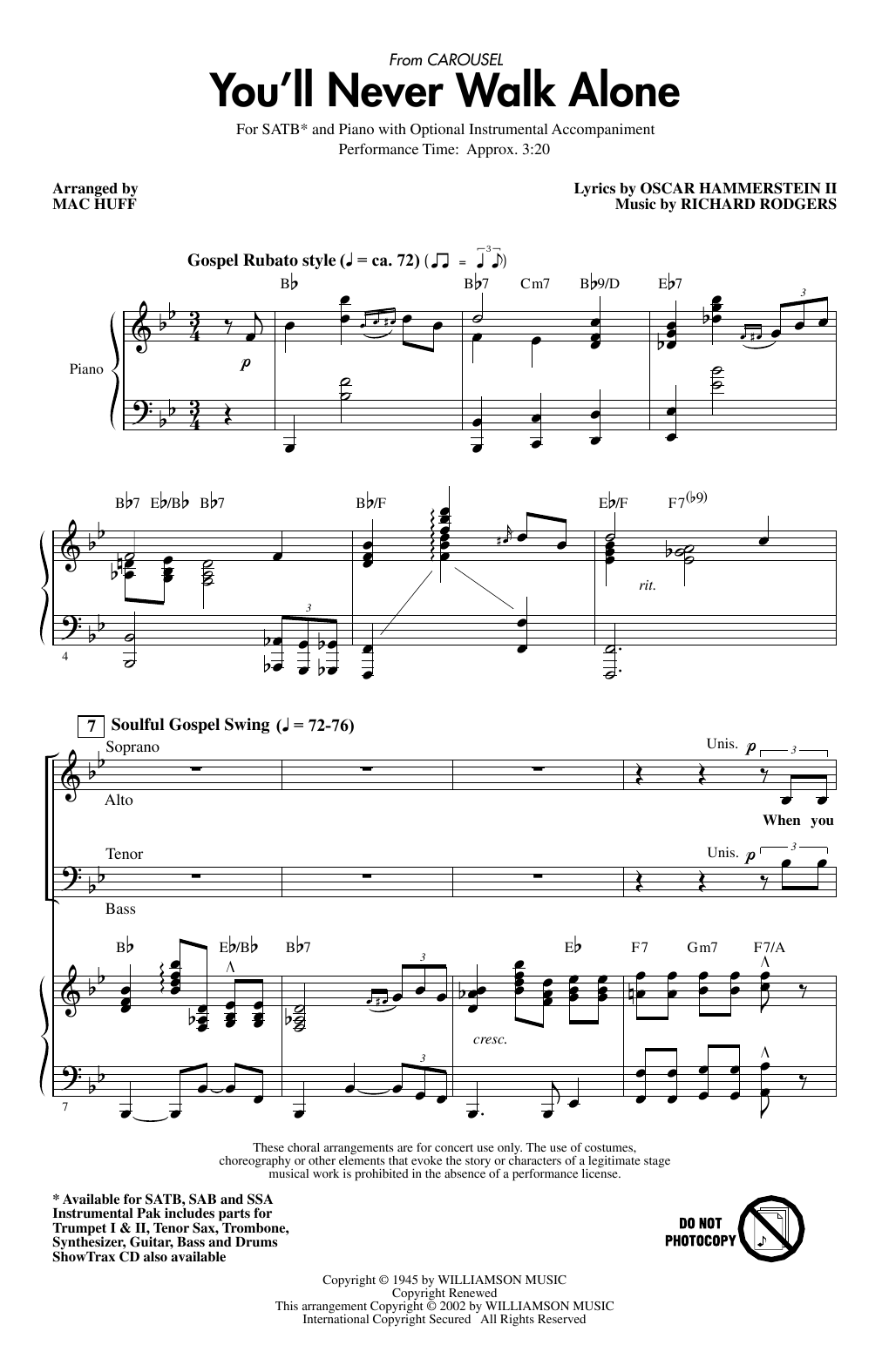 You’ll Never Walk Alone (from Carousel) (arr. Mac Huff)