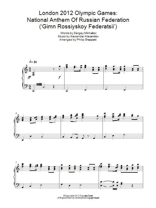 London 2012 Olympic Games: National Anthem Of Russian Federation (‘Gimn Rossiyskoy Federatsii’) London 2012 Olympic Games: National Anthem Of Russian Federation (‘Gimn Rossiyskoy Federatsii’)