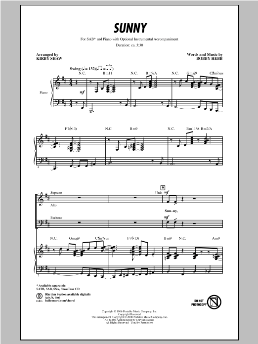 Sunny (arr. Kirby Shaw)