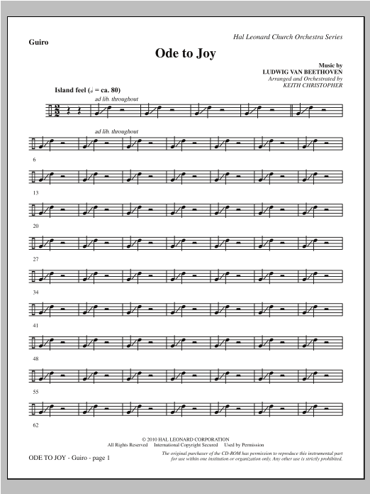 Ode To Joy (Does Not Match SATB 08752035) – Guiro Ode To Joy (Does Not Match SATB 08752035) – Guiro
