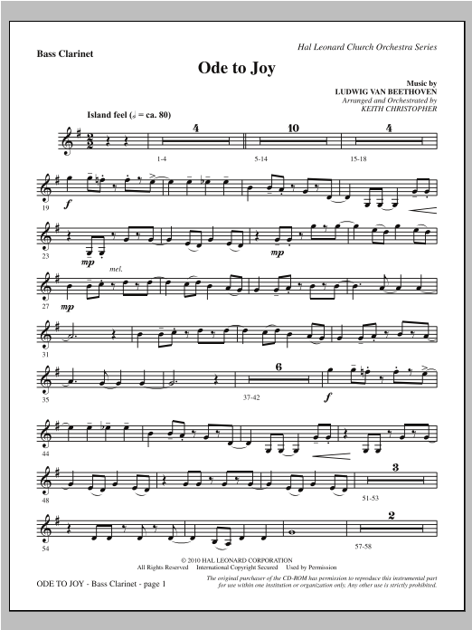 Ode To Joy (Does Not Match SATB 08752035) – Bass Clarinet (sub. Bassoon) Ode To Joy (Does Not Match SATB 08752035) – Bass Clarinet (sub. Bassoon)