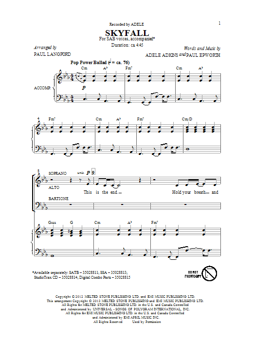 Skyfall (arr. Paul Langford)