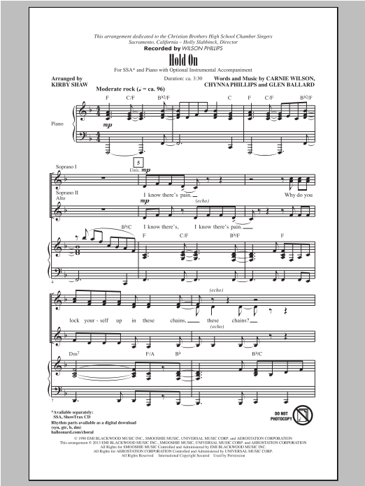 Hold On (arr. Kirby Shaw)
