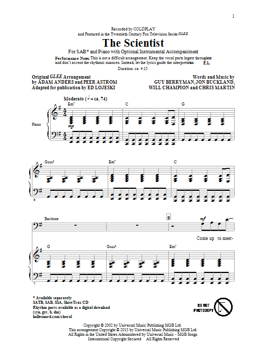 The Scientist (arr. Ed Lojeski)