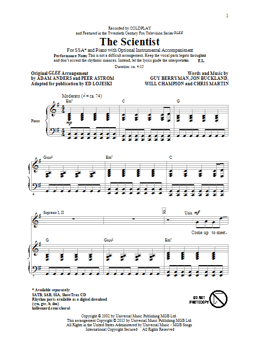 The Scientist (arr. Ed Lojeski)
