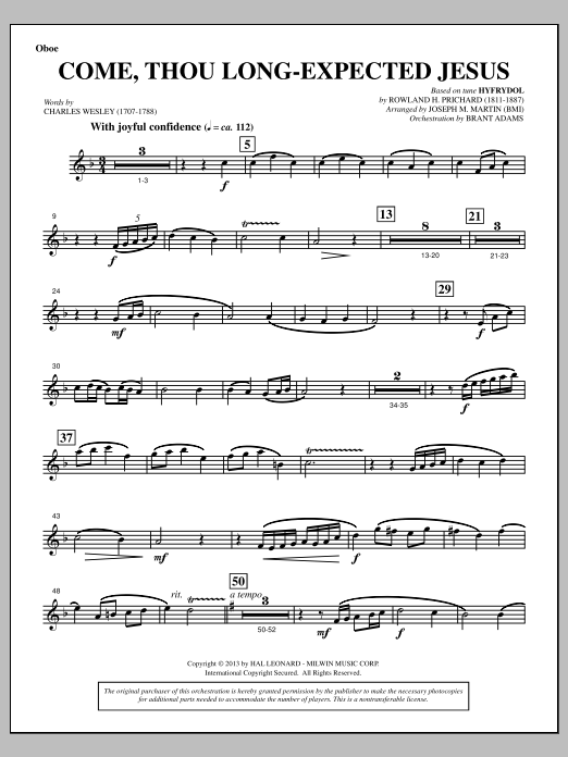 Come, Thou Long-expected Jesus (from A Symphony Of Carols) – Oboe Come, Thou Long-expected Jesus (from A Symphony Of Carols) – Oboe