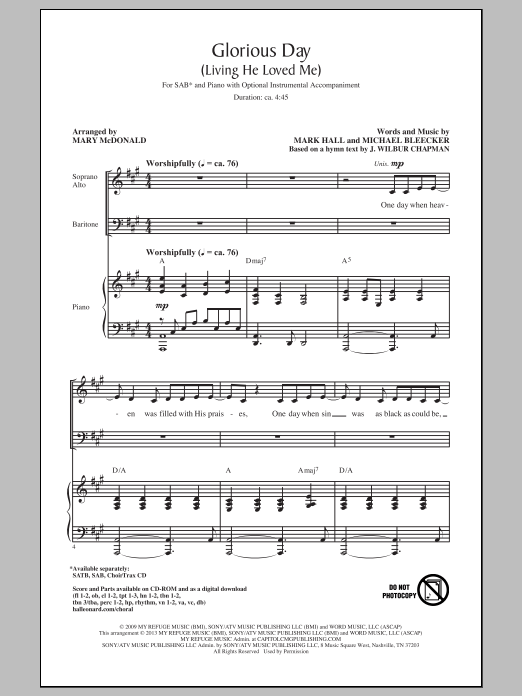 Glorious Day (Living He Loved Me) (arr. Mary McDonald)