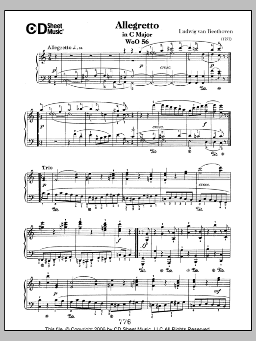 Allegretto In C Major, Woo 56 Allegretto In C Major, Woo 56