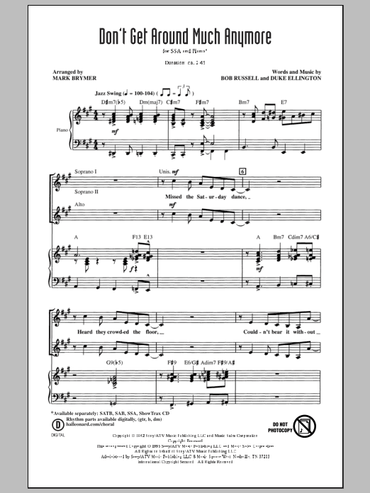 Don’t Get Around Much Anymore (arr. Mark Brymer) Don’t Get Around Much Anymore (arr. Mark Brymer)