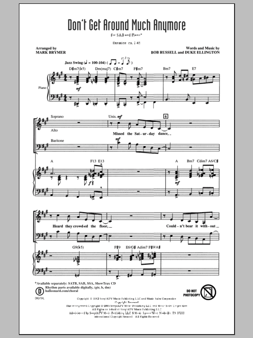 Don’t Get Around Much Anymore (arr. Mark Brymer) Don’t Get Around Much Anymore (arr. Mark Brymer)