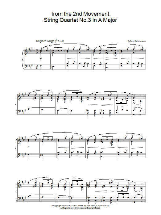 from the 2nd Movement, String Quartet No.3 in A Major from the 2nd Movement, String Quartet No.3 in A Major