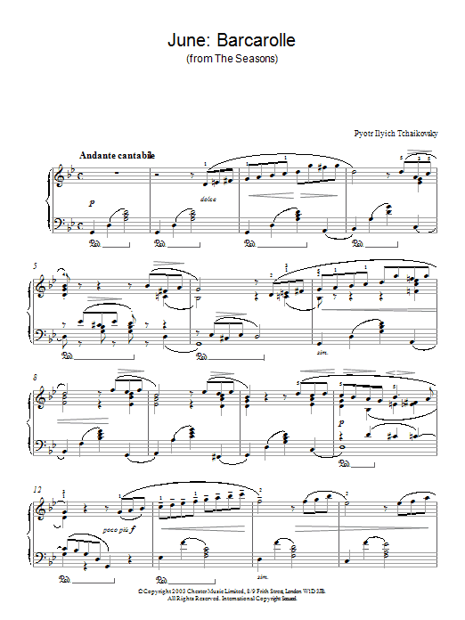 June: Barcarolle (from The Seasons) June: Barcarolle (from The Seasons)
