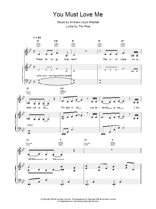 You Must Love Me (from Evita) You Must Love Me (from Evita)
