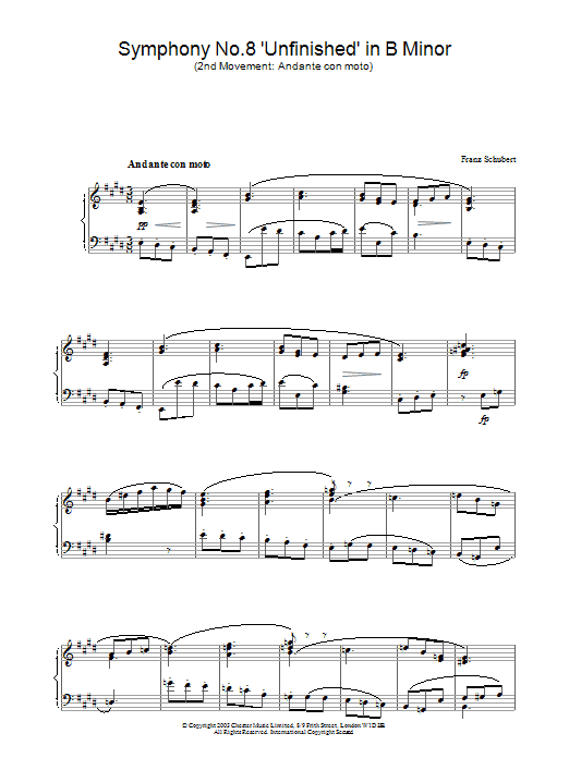 Symphony No.8 ‘Unfinished’ in B Minor – 2nd Movement: Andante con moto Symphony No.8 ‘Unfinished’ in B Minor – 2nd Movement: Andante con moto