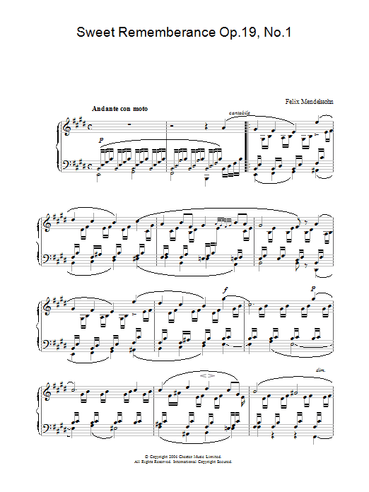 Sweet Rememberance Op.19, No.1 Sweet Rememberance Op.19, No.1
