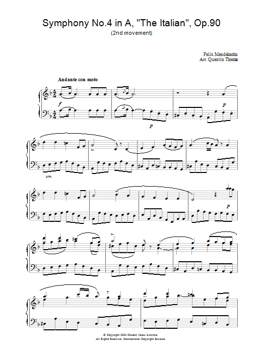 Symphony No.4 in A, ‘The Italian’, Op.90 (2nd Movement) Symphony No.4 in A, ‘The Italian’, Op.90 (2nd Movement)