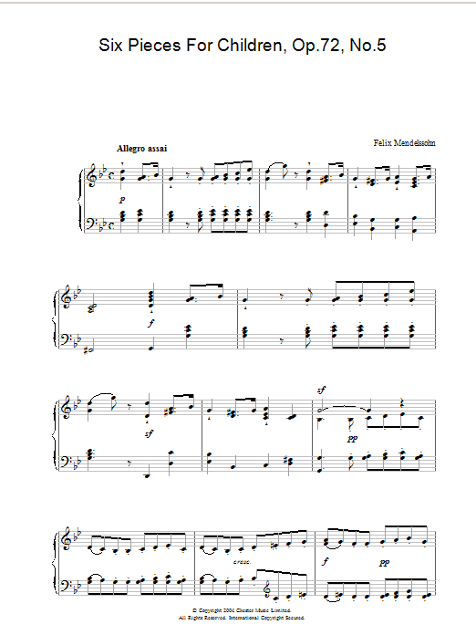 Six Pieces For Children, Op.72, No.5 Six Pieces For Children, Op.72, No.5