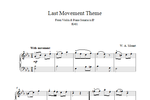 Last Movement Theme from Violin & Piano Sonata in Eb K481 Last Movement Theme from Violin & Piano Sonata in Eb K481