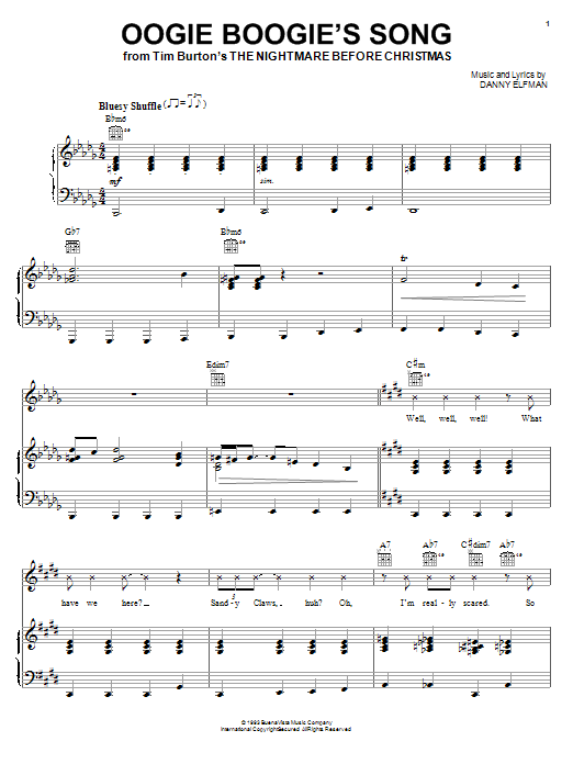 Oogie Boogie’s Song (from The Nightmare Before Christmas) Oogie Boogie’s Song (from The Nightmare Before Christmas)