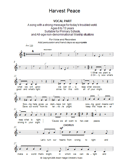 Harvest Peace (Vocal Part) Harvest Peace (Vocal Part)