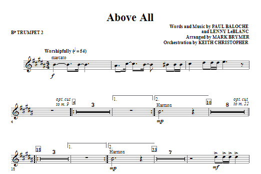 Above All (arr. Mark Brymer) – Bb Trumpet 2 Above All (arr. Mark Brymer) – Bb Trumpet 2