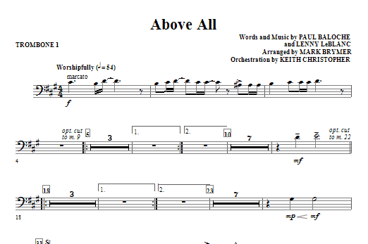 Above All (arr. Mark Brymer) – Trombone 1 Above All (arr. Mark Brymer) – Trombone 1